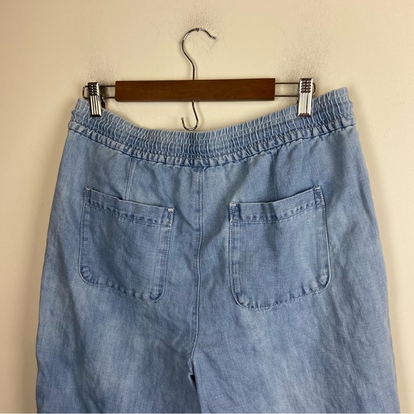 LOFT Women’s Linen Cotton Blend Wide Leg Coastal Cropped Pants Capris Size Large - Picture 6 of 10